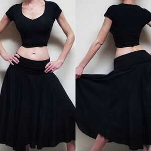 Vintage Y2K bisou bisou michelle bonbot black asymmetrical patchwork midi skirt